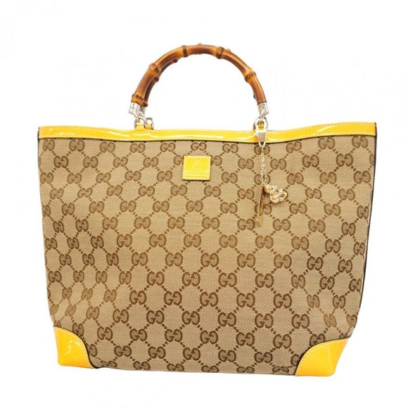 Gucci Tote Bag GG Canvas/Bamboo 311175 Canvas Brown Yellow Gold Hardware  Women' - Picture 1 of 10